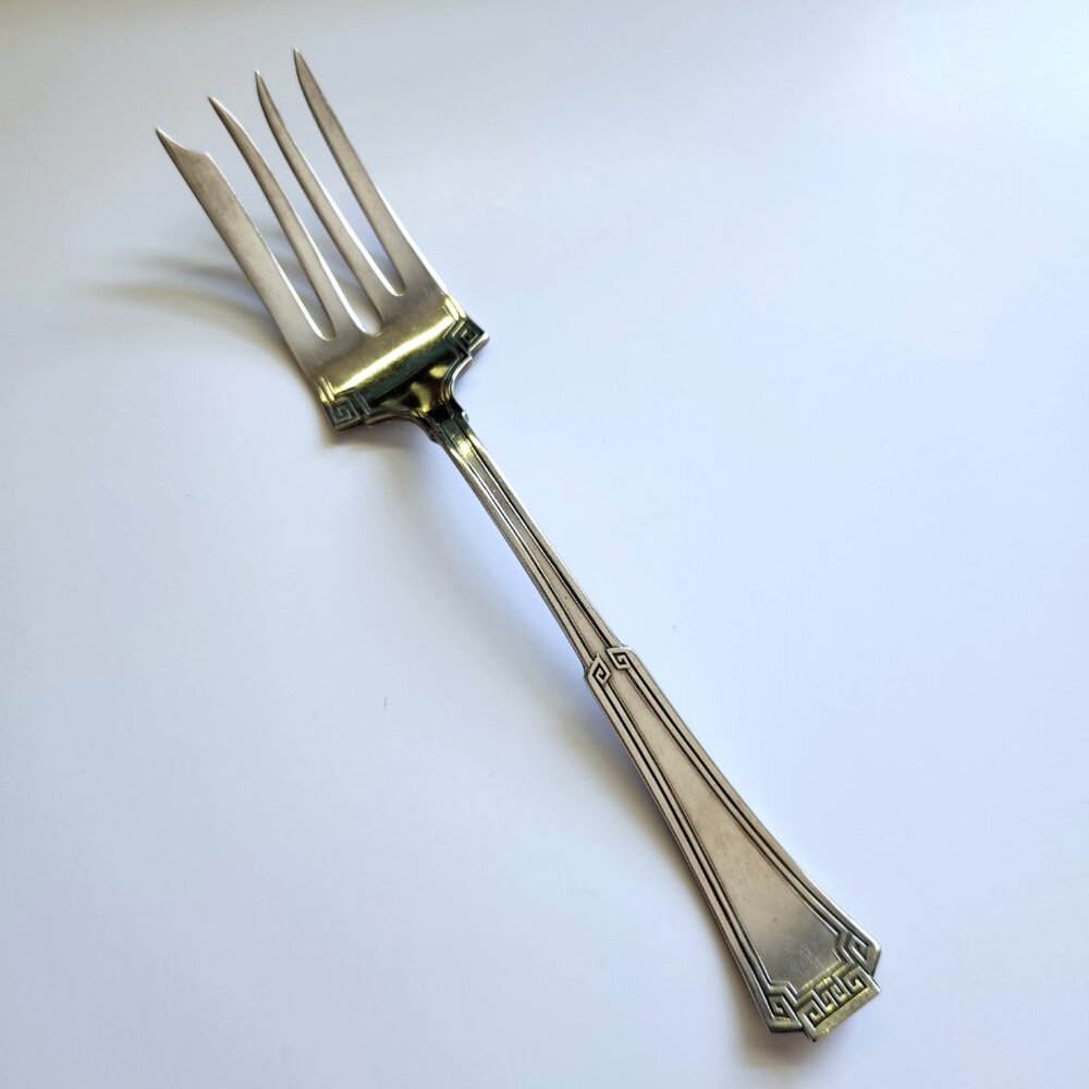 Rogers 1881 Cold Meat Fork Grecian Pattern Silverplated 8 1/4"